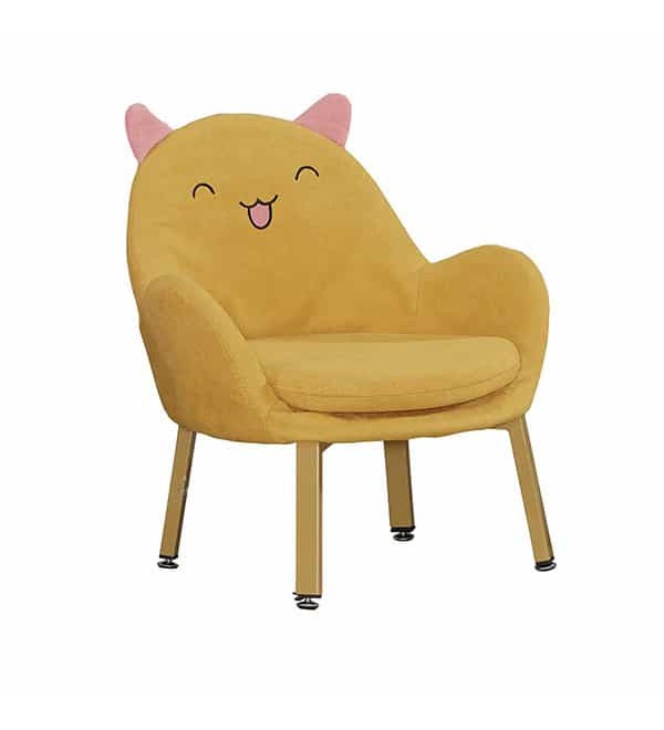貓耳黃色布面兒童椅