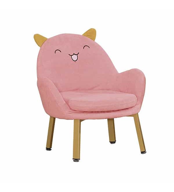 貓耳粉色布面兒童椅