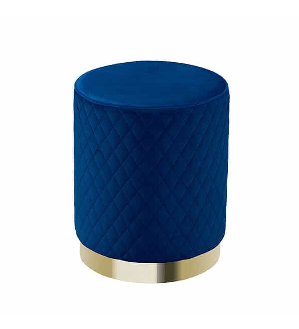 萊典菱格紋藍色圓凳