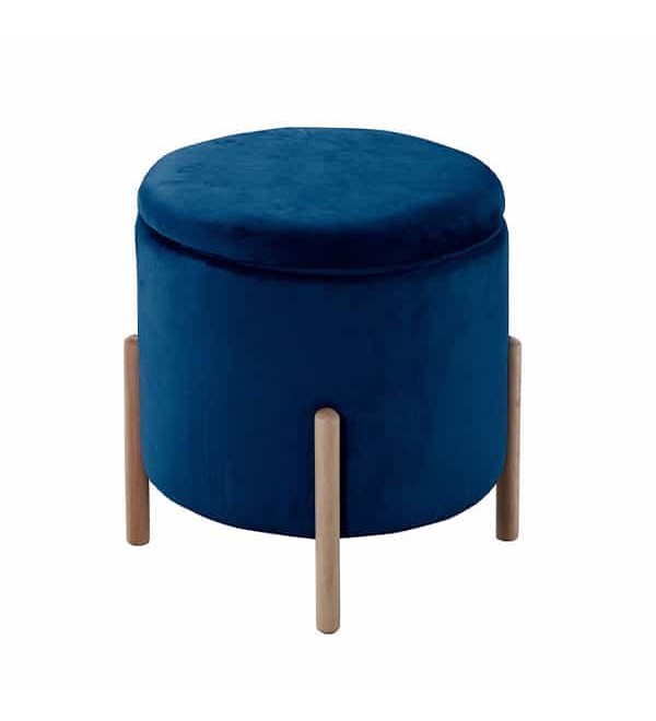 拉奈藍色收納式圓凳