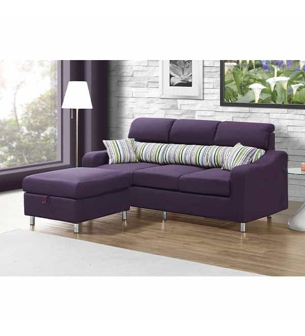 金田L型紫色布沙發